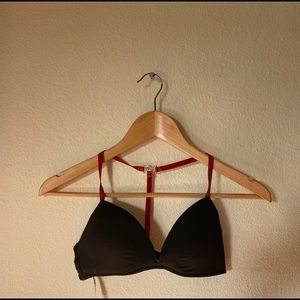 Free People Black Bikini V Neck Bathing Suit Top